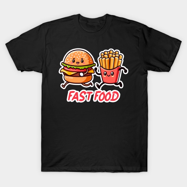 Fast Food Hamburger and French Fries T-Shirt by Plushism